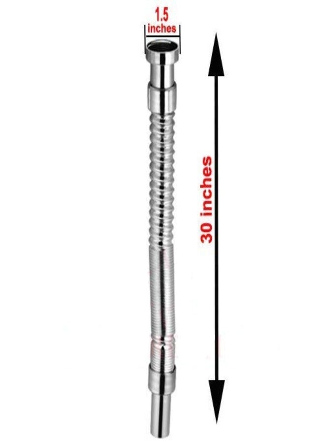 COSWARE أنبوب تصريف مياه الصرف الصحي المرن المطلي بالكروم من COSWARE مقاس 1-1/4 بوصة لحوض المطبخ وحوض الغسيل، وصلة أنبوب مخرج خرطوم تصريف مياه الصرف الصحي شديدة التحمل (عبوة من قطعة واحدة) - Image 2
